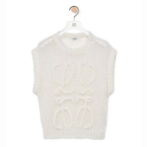 Loewe Women Anagram Vest in Mohair-White