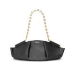Loewe Women Small Paseo Bag in Shiny Nappa Calfskin with Chain-Black