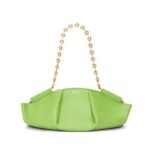 Loewe Women Small Paseo Bag in Shiny Nappa Calfskin with Chain-Green