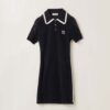 Miu Miu Women Cotton Knit Dress with Intarsia Logo