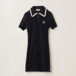 Miu Miu Women Cotton Knit Dress with Intarsia Logo