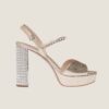 Miu Miu Women Lizard-print Leather Platform Sandals-Gold