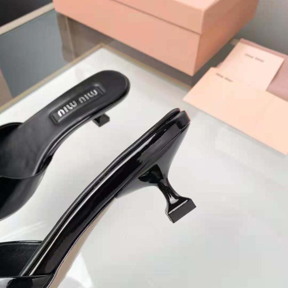 Miu Miu Women Patent Leather Sandals in 45 mm Heel Height-Black 10 Miu Miu Women Patent Leather Sandals in 45 mm Heel Height-Black - Image 10