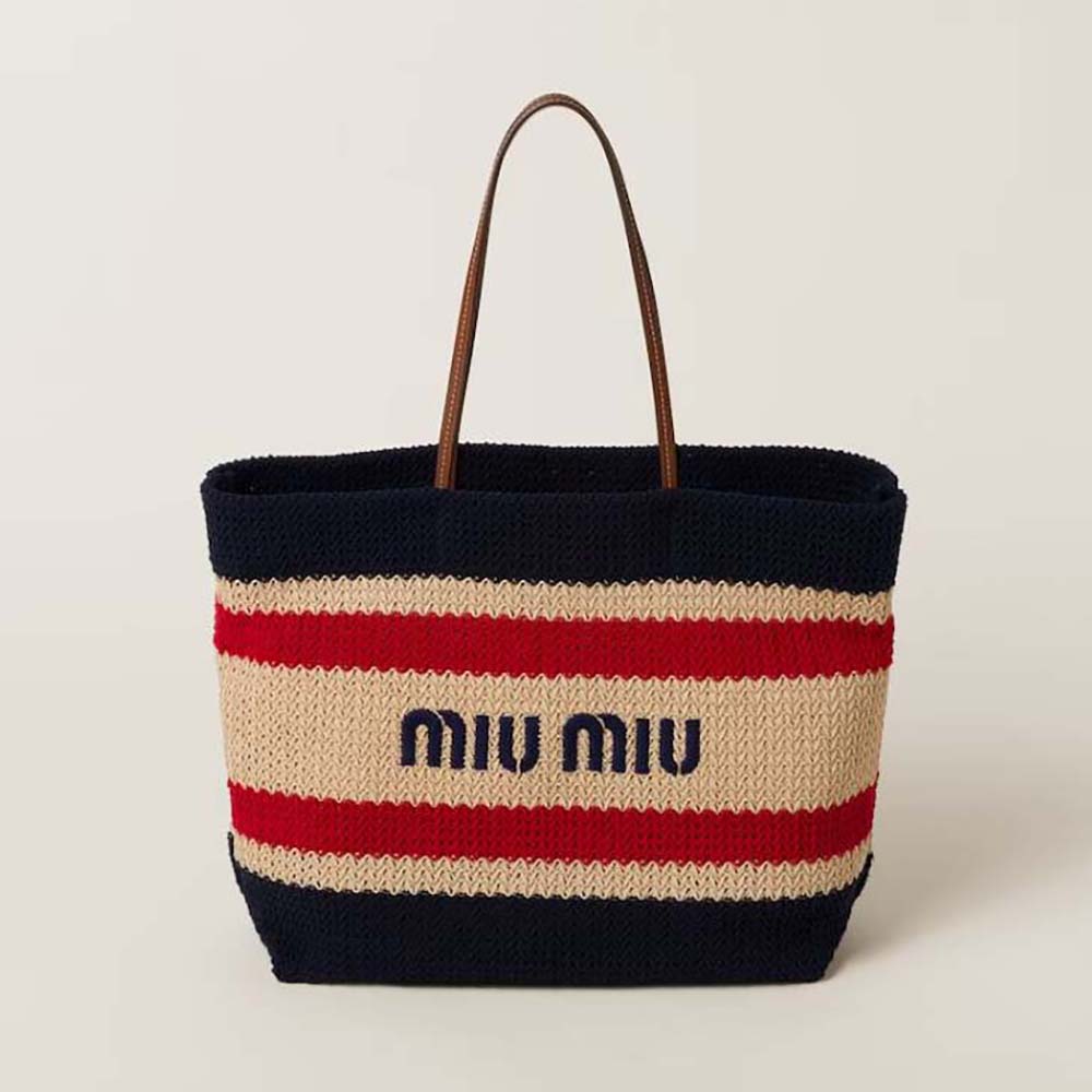 Miu Miu Women Woven Fabric Tote BagBlack