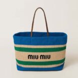 Miu Miu Women Woven Fabric Tote Bag-Blue