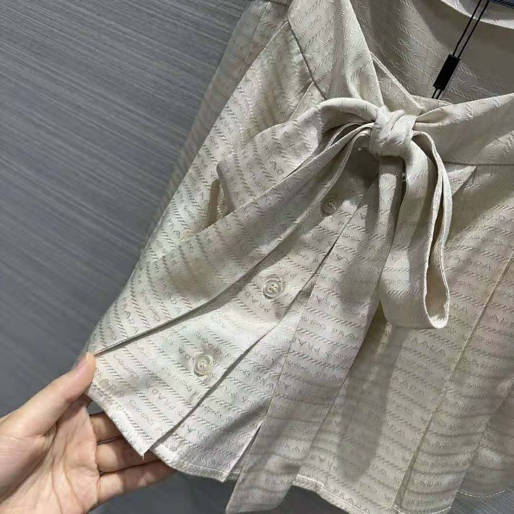 Prada Women Crêpe de Chine Jacquard Top 8 Prada Women Crêpe de Chine Jacquard Top - Image 8