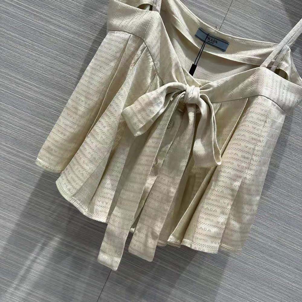 Prada Women Crêpe de Chine Jacquard Top 7 Prada Women Crêpe de Chine Jacquard Top - Image 7