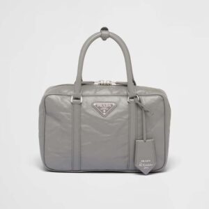 Prada Women Medium Antique Nappa Leather Top Handle Bag-Gray