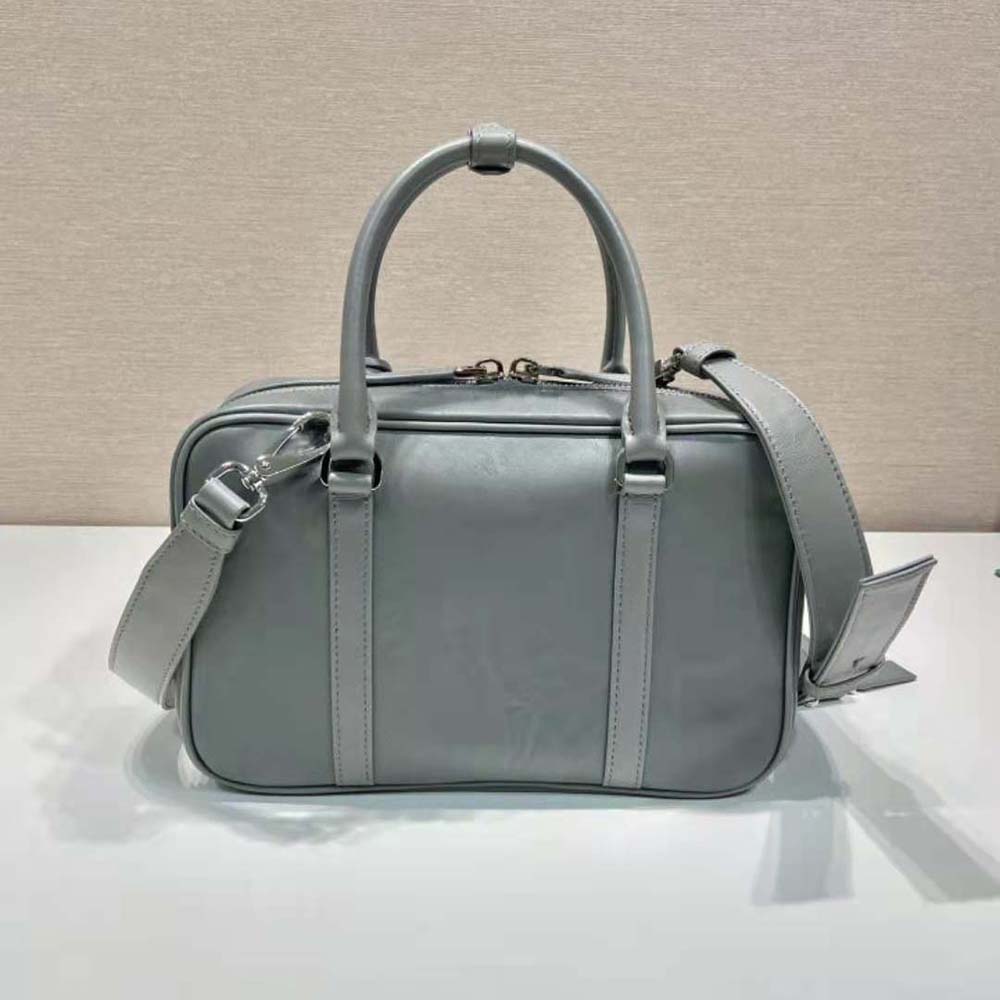 Prada Women Medium Antique Nappa Leather Top Handle Bag-Gray 3 Prada Women Medium Antique Nappa Leather Top Handle Bag-Gray - Image 3