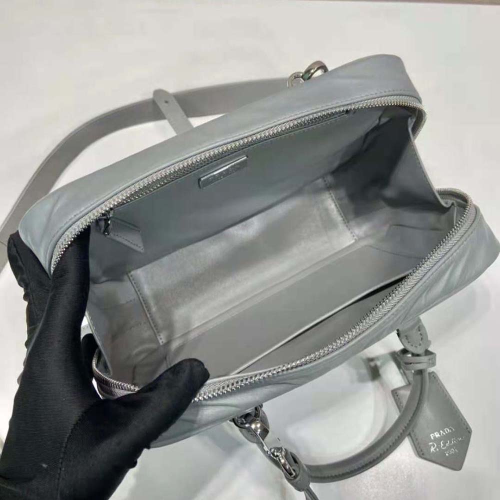Prada Women Medium Antique Nappa Leather Top Handle Bag-Gray 8 Prada Women Medium Antique Nappa Leather Top Handle Bag-Gray - Image 8