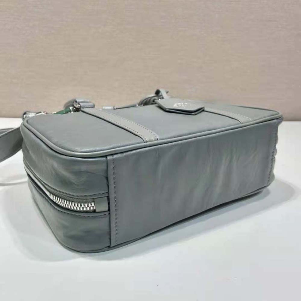 Prada Women Medium Antique Nappa Leather Top Handle Bag-Gray 7 Prada Women Medium Antique Nappa Leather Top Handle Bag-Gray - Image 7