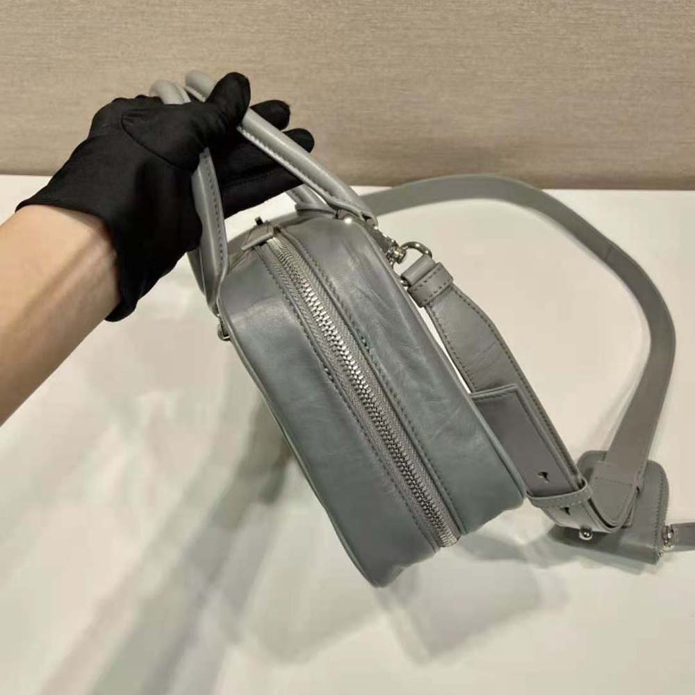 Prada Women Medium Antique Nappa Leather Top Handle Bag-Gray 6 Prada Women Medium Antique Nappa Leather Top Handle Bag-Gray - Image 6