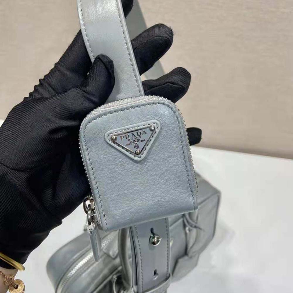 Prada Women Medium Antique Nappa Leather Top Handle Bag-Gray 9 Prada Women Medium Antique Nappa Leather Top Handle Bag-Gray - Image 9