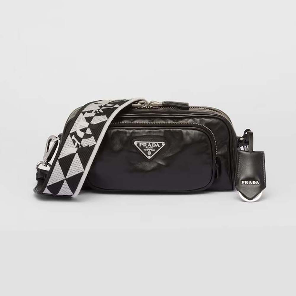 Prada Women Nappa Antique Leather Multi-Pocket Shoulder Bag-Black 1 Prada Women Nappa Antique Leather Multi-Pocket Shoulder Bag-Black