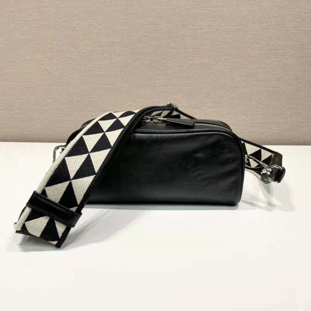 Prada Women Nappa Antique Leather Multi-Pocket Shoulder Bag-Black 4 Prada Women Nappa Antique Leather Multi-Pocket Shoulder Bag-Black - Image 4