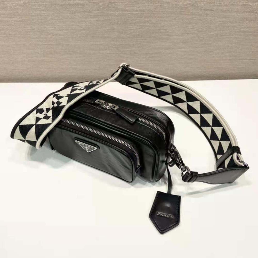 Prada Women Nappa Antique Leather Multi-Pocket Shoulder Bag-Black 5 Prada Women Nappa Antique Leather Multi-Pocket Shoulder Bag-Black - Image 5