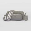 Prada Women Nappa Antique Leather Multi-Pocket Shoulder Bag-Gray