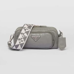 Prada Women Nappa Antique Leather Multi-Pocket Shoulder Bag-Gray