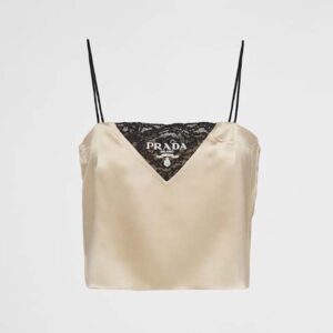 Prada Women Satin Crepe Top-Beige