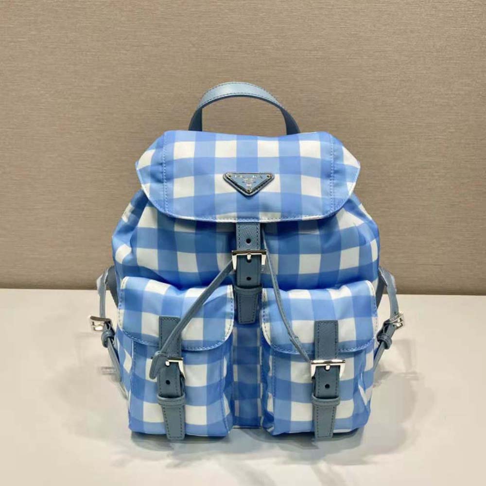 Prada Women Small Printed Re-Nylon Backpack-Blue 2 Prada Women Small Printed Re-Nylon Backpack-Blue - Image 2