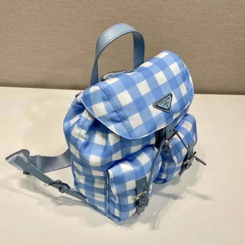 Prada Women Small Printed Re-Nylon Backpack-Blue 5 Prada Women Small Printed Re-Nylon Backpack-Blue - Image 5
