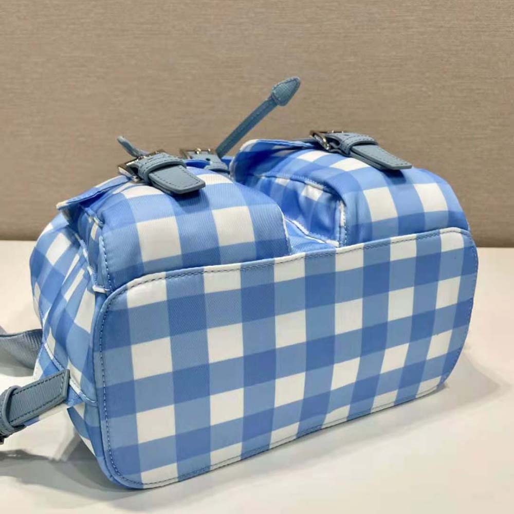 Prada Women Small Printed Re-Nylon Backpack-Blue 7 Prada Women Small Printed Re-Nylon Backpack-Blue - Image 7
