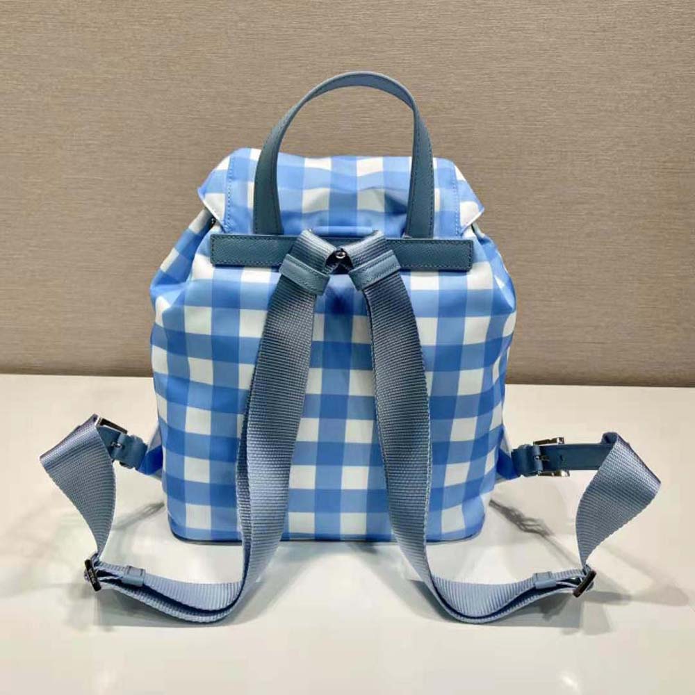 Prada Women Small Printed Re-Nylon Backpack-Blue 3 Prada Women Small Printed Re-Nylon Backpack-Blue - Image 3