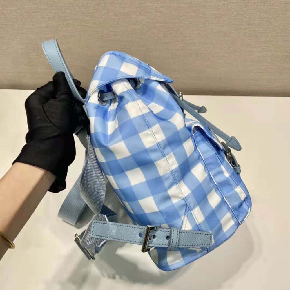 Prada Women Small Printed Re-Nylon Backpack-Blue 6 Prada Women Small Printed Re-Nylon Backpack-Blue - Image 6