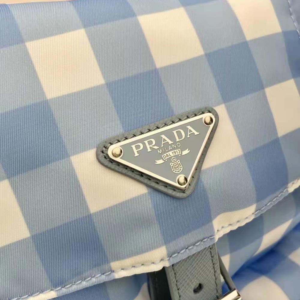 Prada Women Small Printed Re-Nylon Backpack-Blue 9 Prada Women Small Printed Re-Nylon Backpack-Blue - Image 9