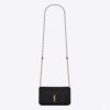 Saint Laurent YSL Women Cassandre Phone Holder with Strap in Shiny Crocodile-Embossed Leather-Black