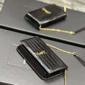 CASSANDRE phone holder with strap in SHINY crocodile-embossed