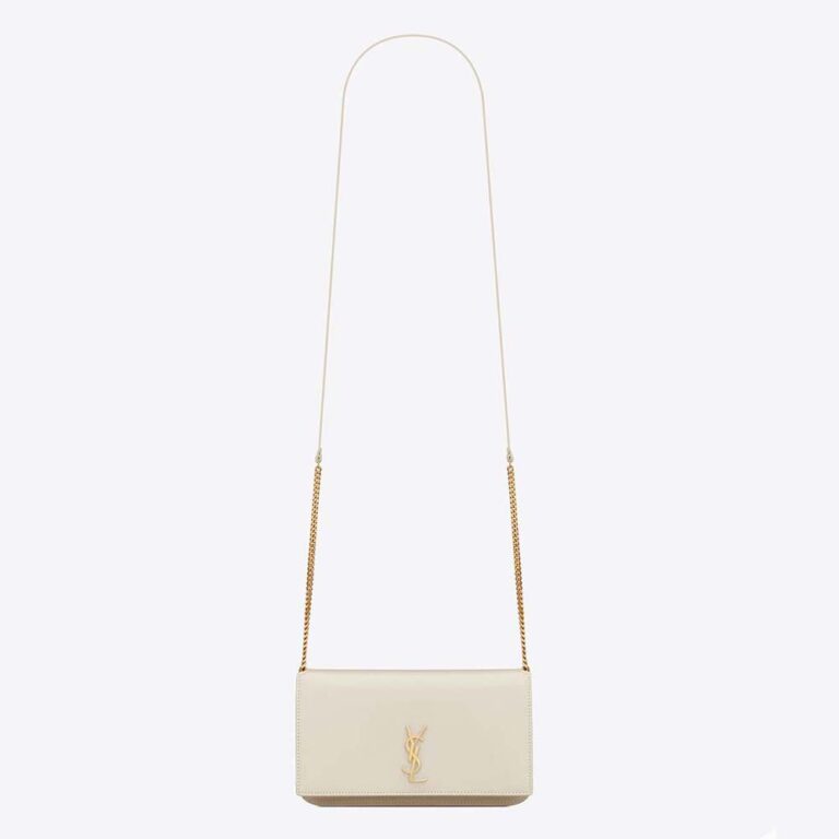 Saint Laurent YSL Women Cassandre Phone Holder with Strap in Shiny