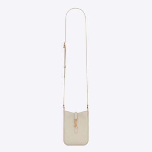 Saint Laurent YSL Women Le 5 à 7 Mini Vertical in Shiny Leather-White