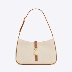 Saint Laurent YSL Women Le 5 à 7 in Canvas and Leather-Beige