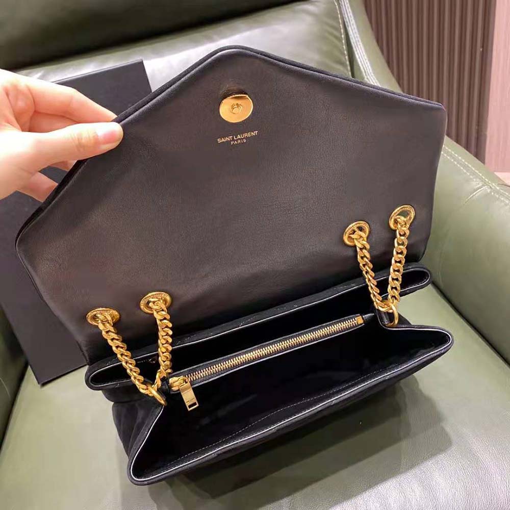 Saint Laurent YSL Women Loulou Medium Chain Bag in "Y"-Quilted Suede-Black 7 Saint Laurent YSL Women Loulou Medium Chain Bag in "Y"-Quilted Suede-Black - Image 7