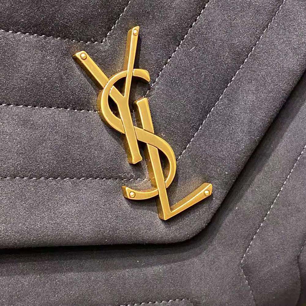 Saint Laurent YSL Women Loulou Medium Chain Bag in "Y"-Quilted Suede-Black 8 Saint Laurent YSL Women Loulou Medium Chain Bag in "Y"-Quilted Suede-Black - Image 8
