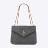 Saint Laurent YSL Women Loulou Medium Chain Bag in "Y"-Quilted Suede-Silver 12 Saint Laurent YSL Women Loulou Medium Chain Bag in "Y"-Quilted Suede-Silver