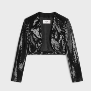 Celine Women Embroidered Bolero in Wool Gabardine