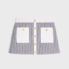 Celine Women Trapeze Mini Skirt in Textured Wool