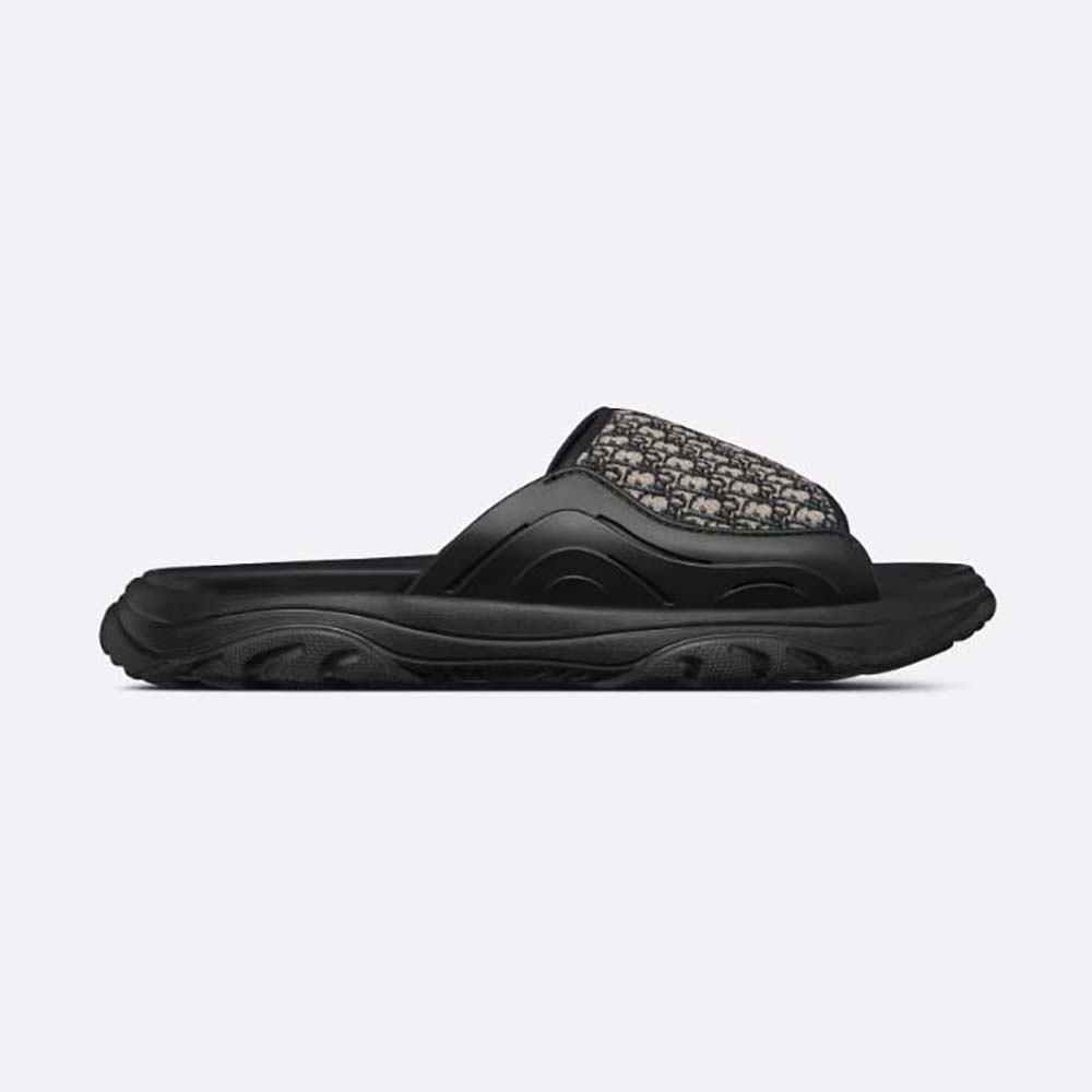 Dior Men H-town Sandal Black Rubber with Beige and Black Dior Oblique Jacquard 1 Dior Men H-town Sandal Black Rubber with Beige and Black Dior Oblique Jacquard
