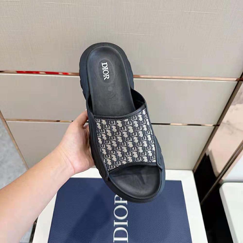 Dior Men H-town Sandal Black Rubber with Beige and Black Dior Oblique Jacquard 5 Dior Men H-town Sandal Black Rubber with Beige and Black Dior Oblique Jacquard - Image 5