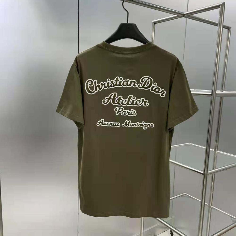 Dior Men Relaxed-fit Christian Dior Atelier T-shirt Khaki Cotton Jersey