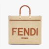 Fendi Women Fendi Sunshine Medium Shopper in Natural Straw