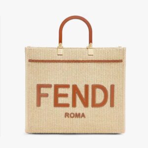 Fendi Women Fendi Sunshine Medium Shopper in Natural Straw