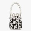 Fendi Women Mon Tresor Black and White Canvas Mini-bag with FF Embroidery