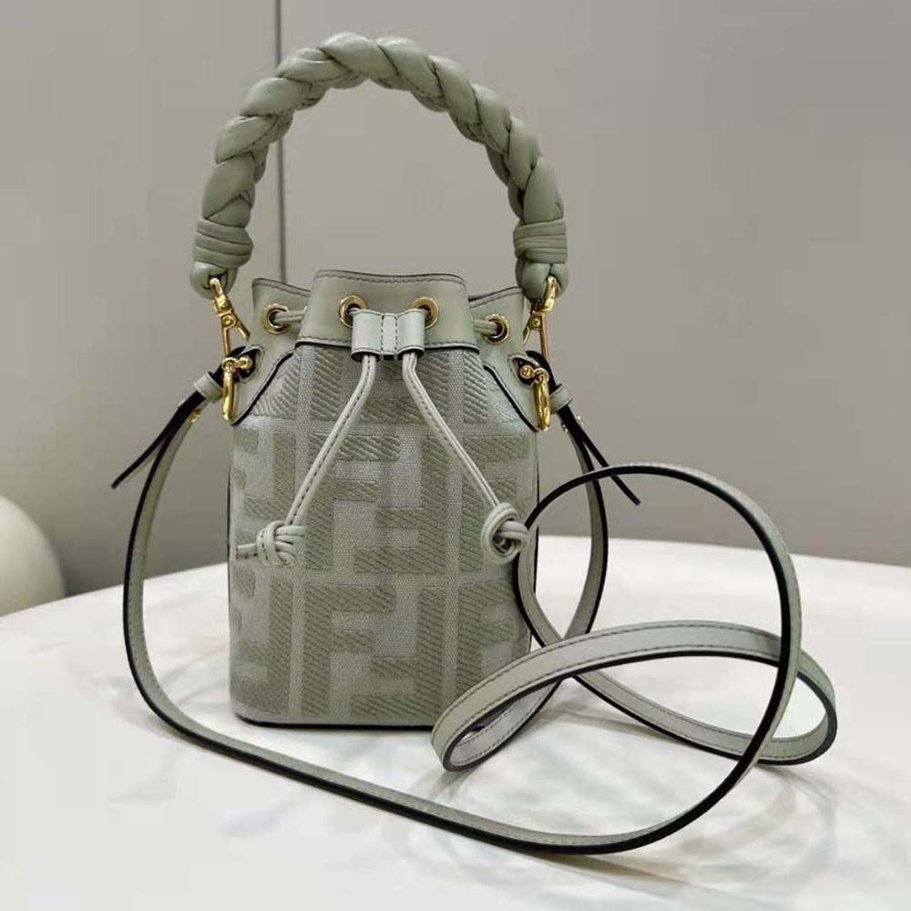 Fendi Women Mon Tresor Light Green FF Canvas Mini-Bag 2 Fendi Women Mon Tresor Light Green FF Canvas Mini-Bag - Image 2