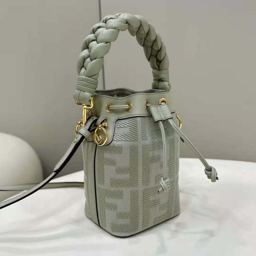 Fendi Women Mon Tresor Light Green FF Canvas Mini-Bag 4 Fendi Women Mon Tresor Light Green FF Canvas Mini-Bag - Image 4
