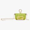 Fendi Women Nano Baguette Charm Acid Green Canvas Charm with FF Embroidery
