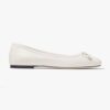 Jimmy Choo Women Elme Flat Latte Nappa Leather Flats with Pearl Embellishment