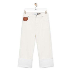 Loewe Women Fisherman Turn up Jeans in Denim-White